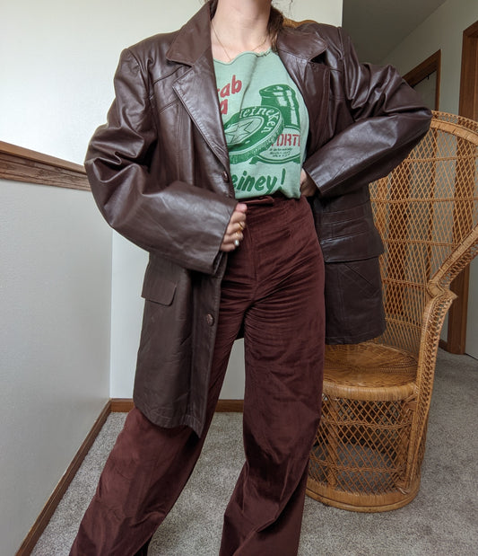 1970s Chocolate Brown Leather Jacket Jacket Rad Bonnie's Vintage