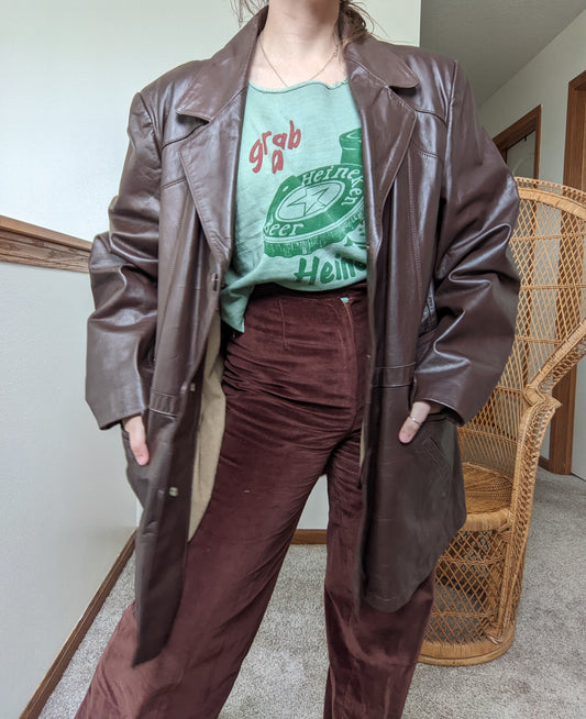 1970s Chocolate Brown Leather Jacket Jacket Rad Bonnie's Vintage