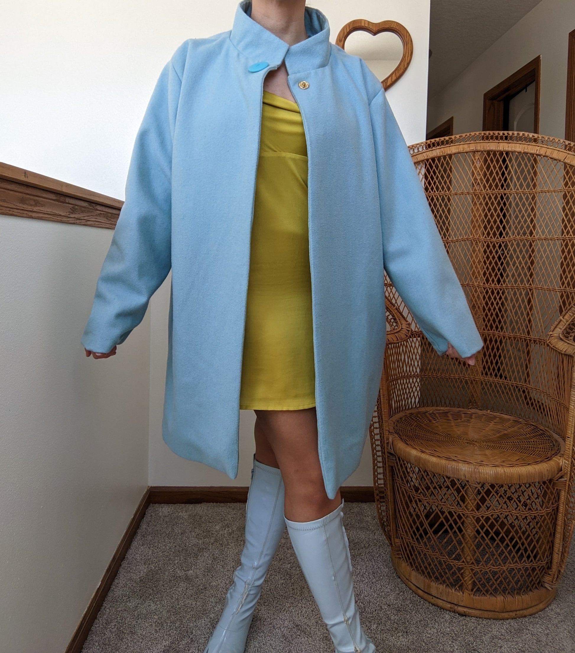 1980s Powder Blue Swing Coat Coat Rad Bonnie's Vintage