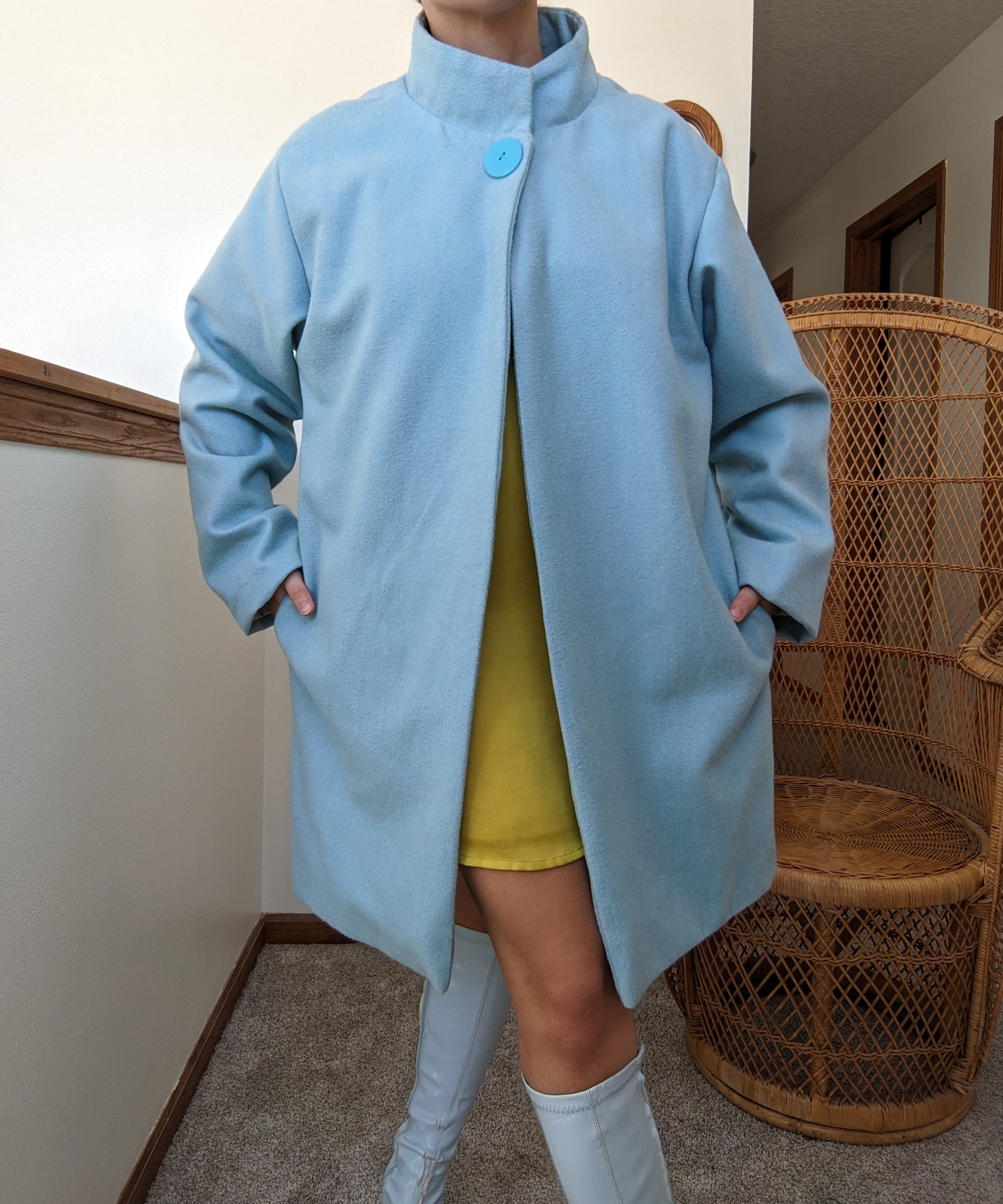 1980s Powder Blue Swing Coat Coat Rad Bonnie's Vintage