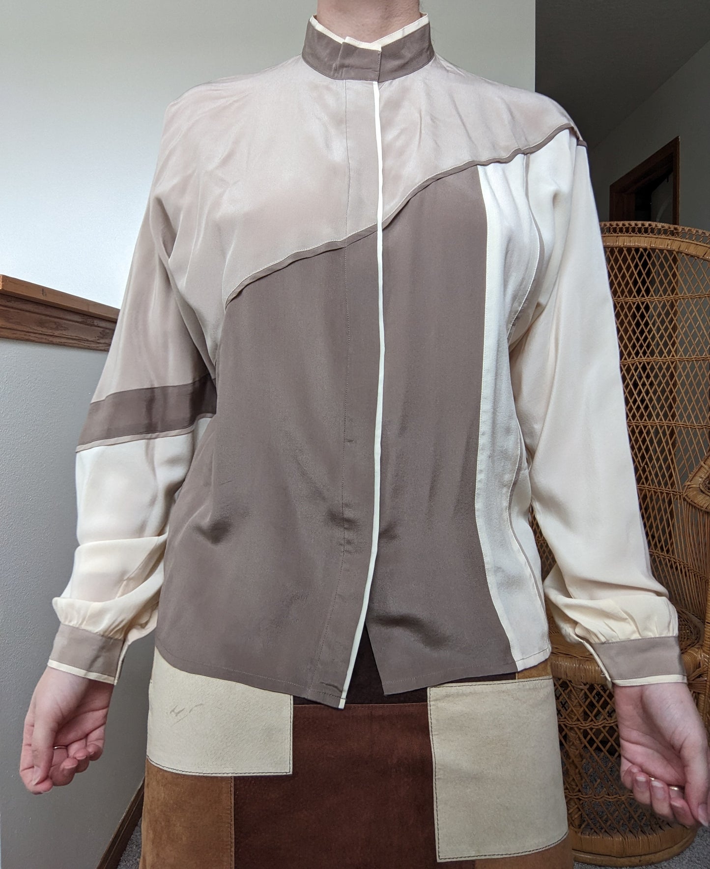 1970s-80s Oleg Cassini Silk Top