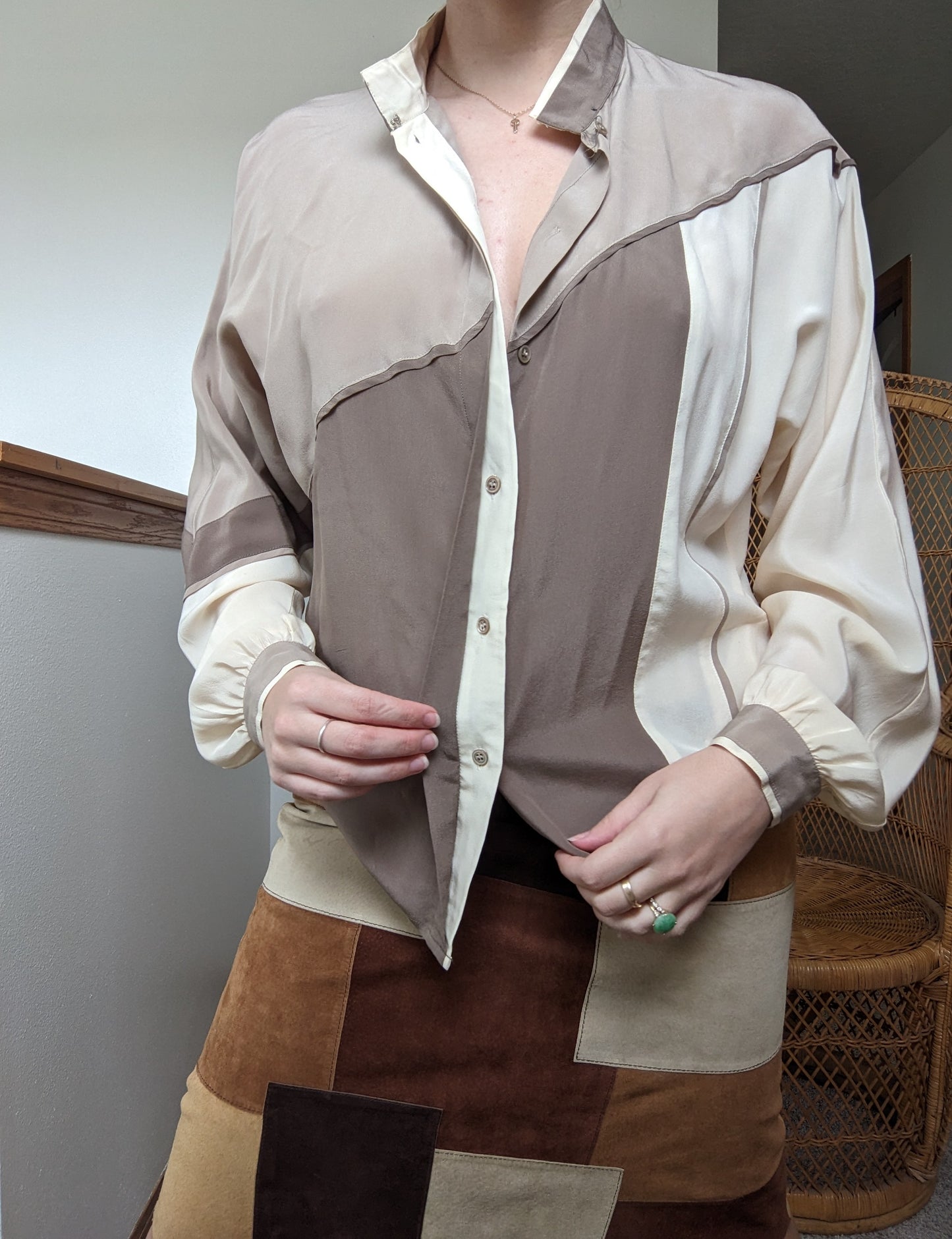 1970s-80s Oleg Cassini Silk Top