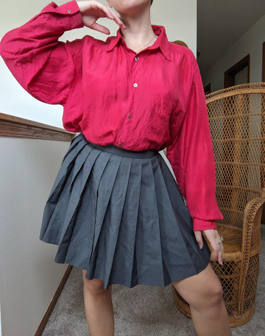 1990s Pink Raspberry Button Down Button Down Shirt Rad Bonnie's Vintage