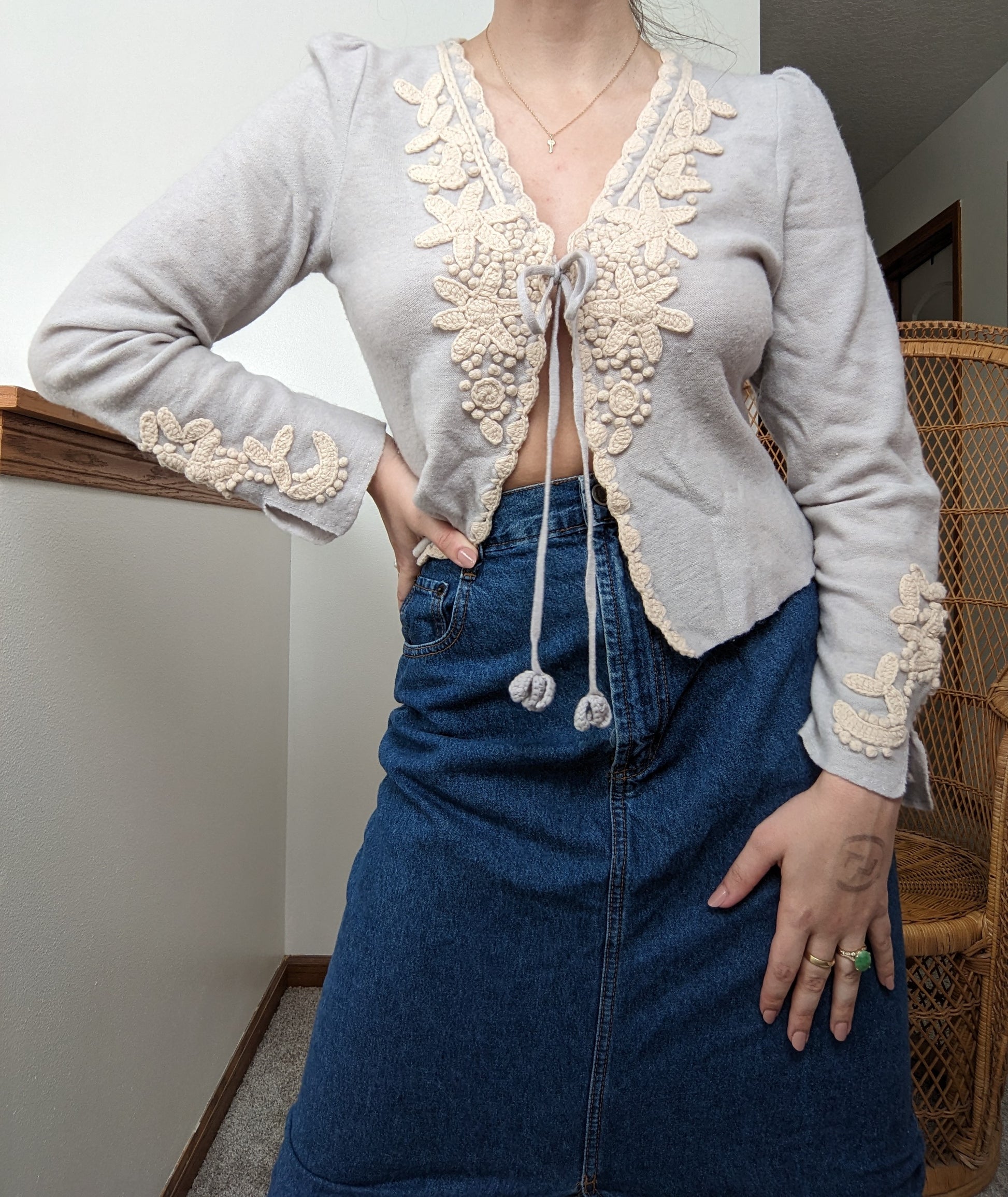 Y2k 100% lambswool Sparrow Anthropolgie Cardigan Sweater Rad Bonnie's Vintage