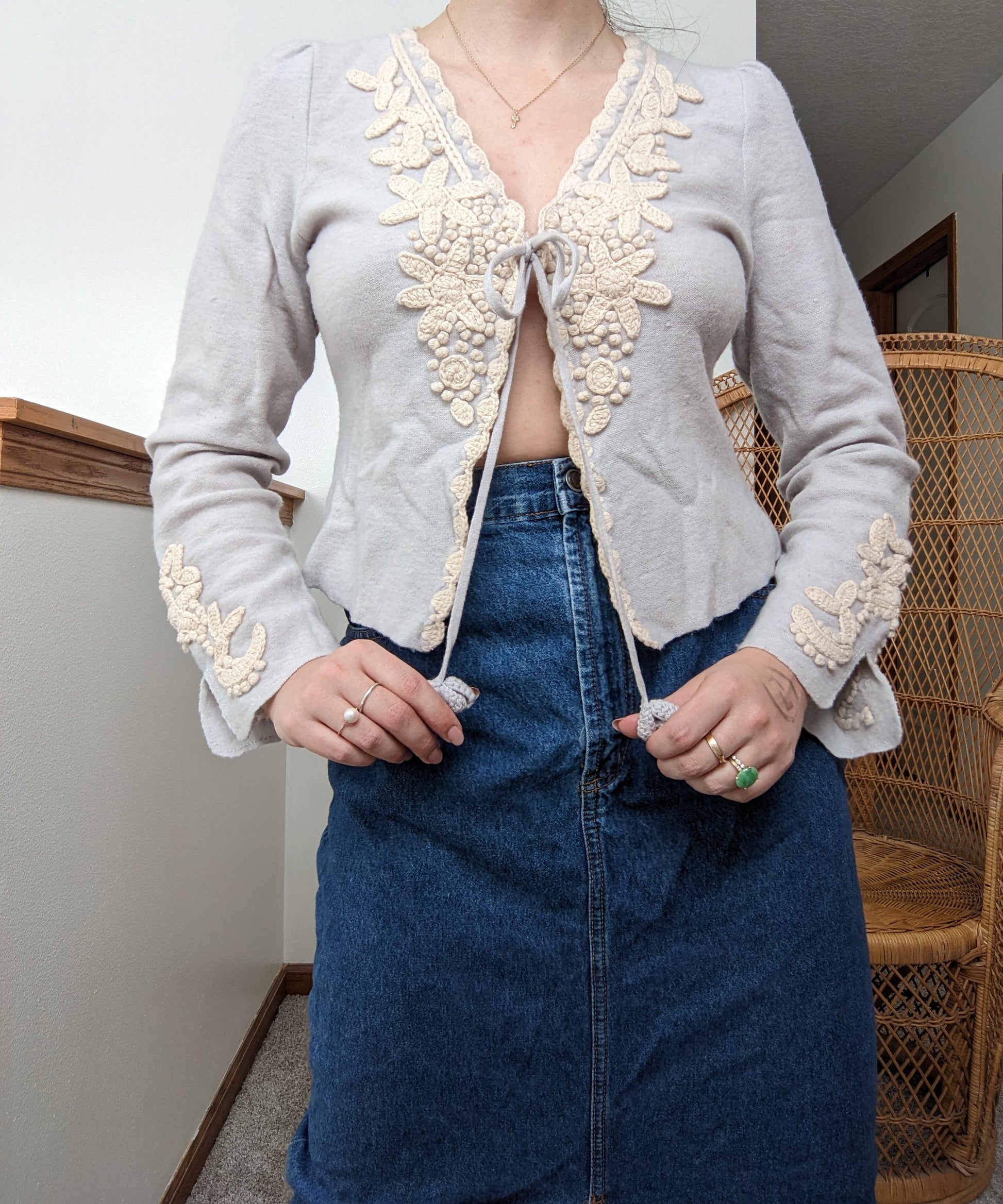 Y2k 100% lambswool Sparrow Anthropolgie Cardigan Sweater Rad Bonnie's Vintage