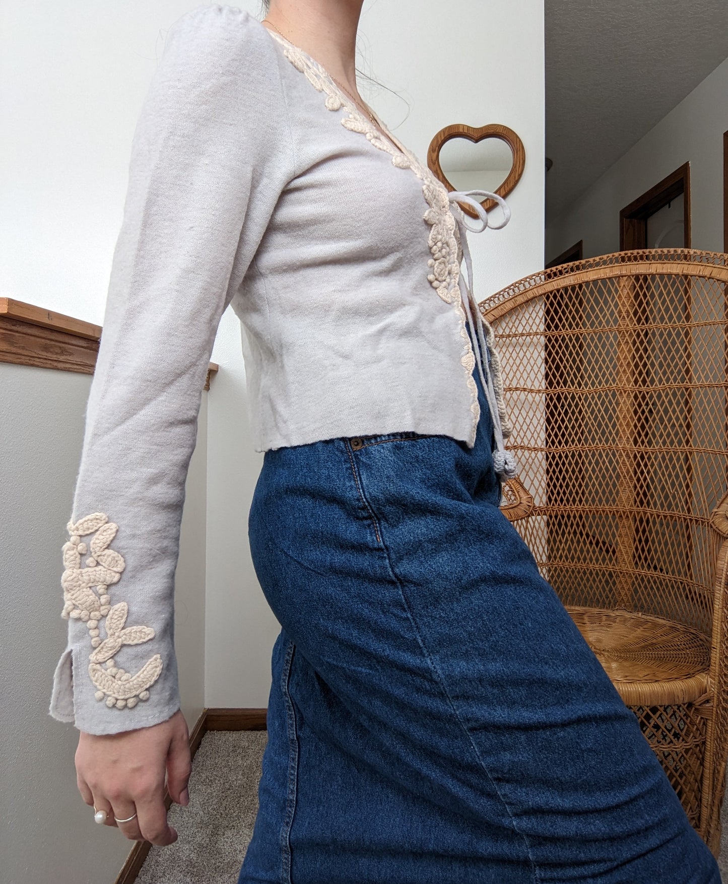 Y2k 100% lambswool Sparrow Anthropolgie Cardigan Sweater Rad Bonnie's Vintage