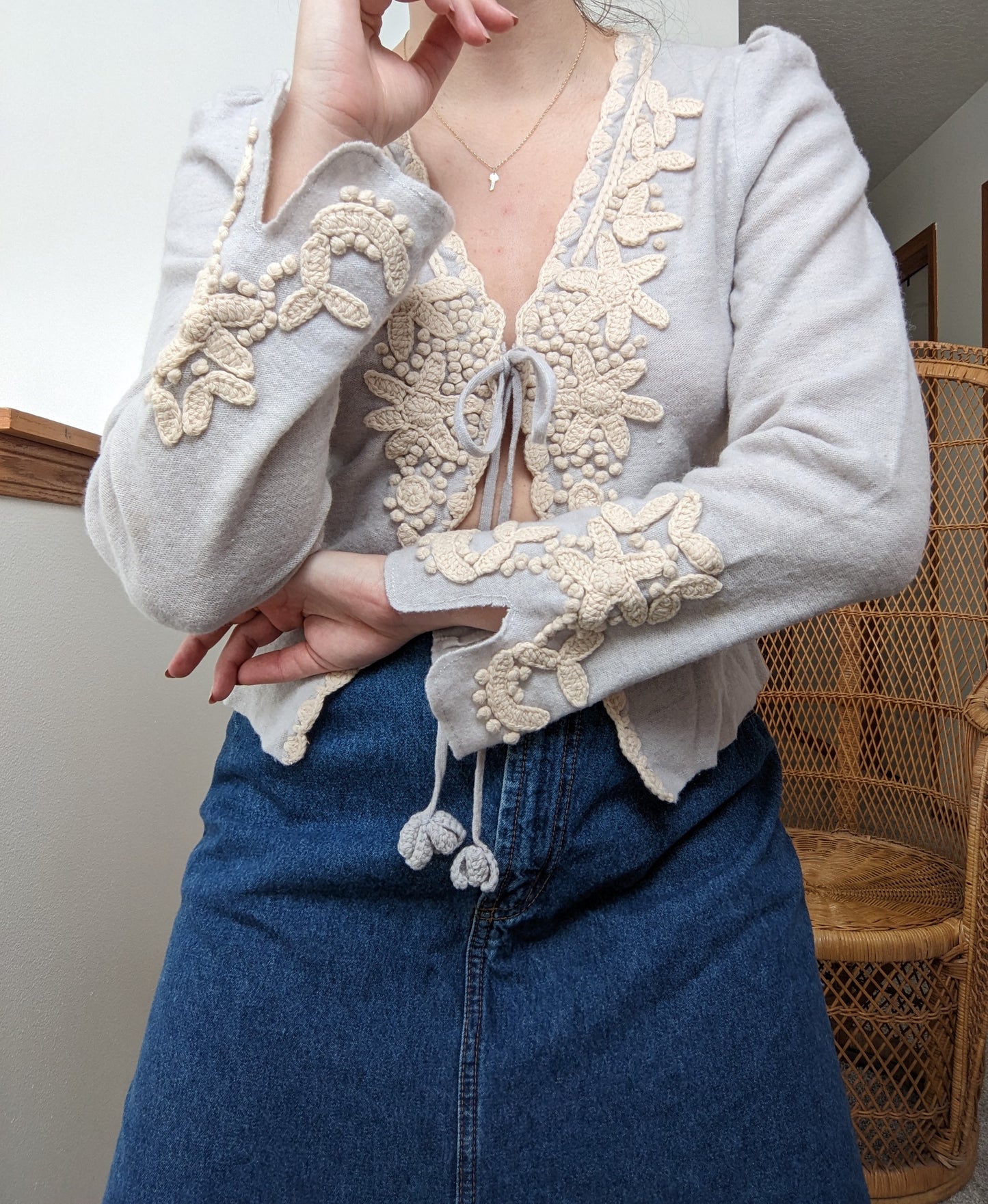 Y2k 100% lambswool Sparrow Anthropolgie Cardigan Sweater Rad Bonnie's Vintage