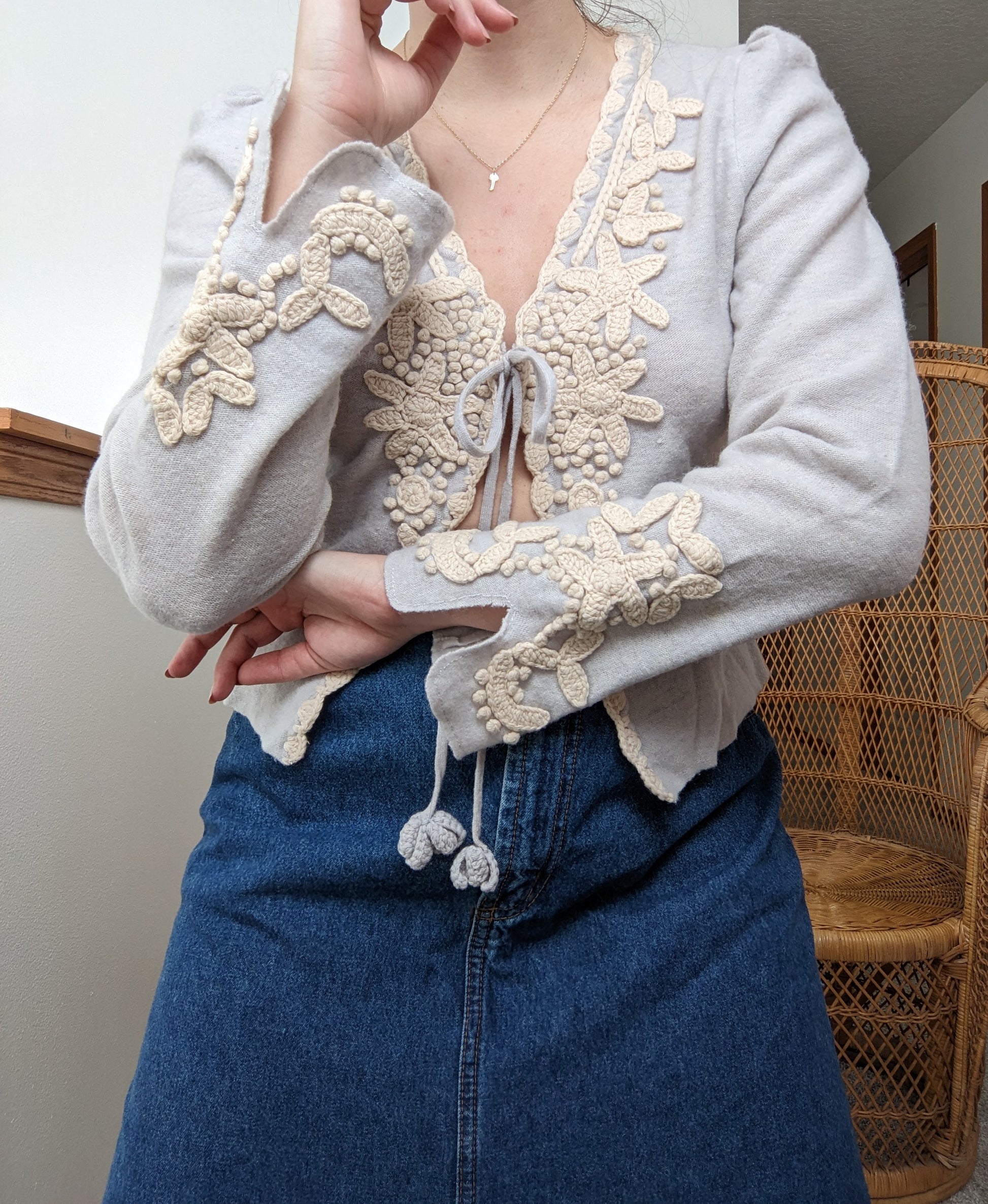 Y2k 100% lambswool Sparrow Anthropolgie Cardigan Sweater Rad Bonnie's Vintage