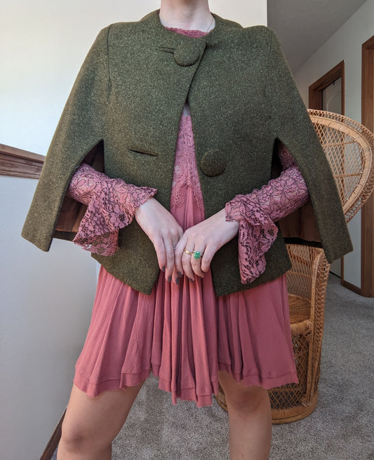1960s olive cape Rad Bonnie's Vintage