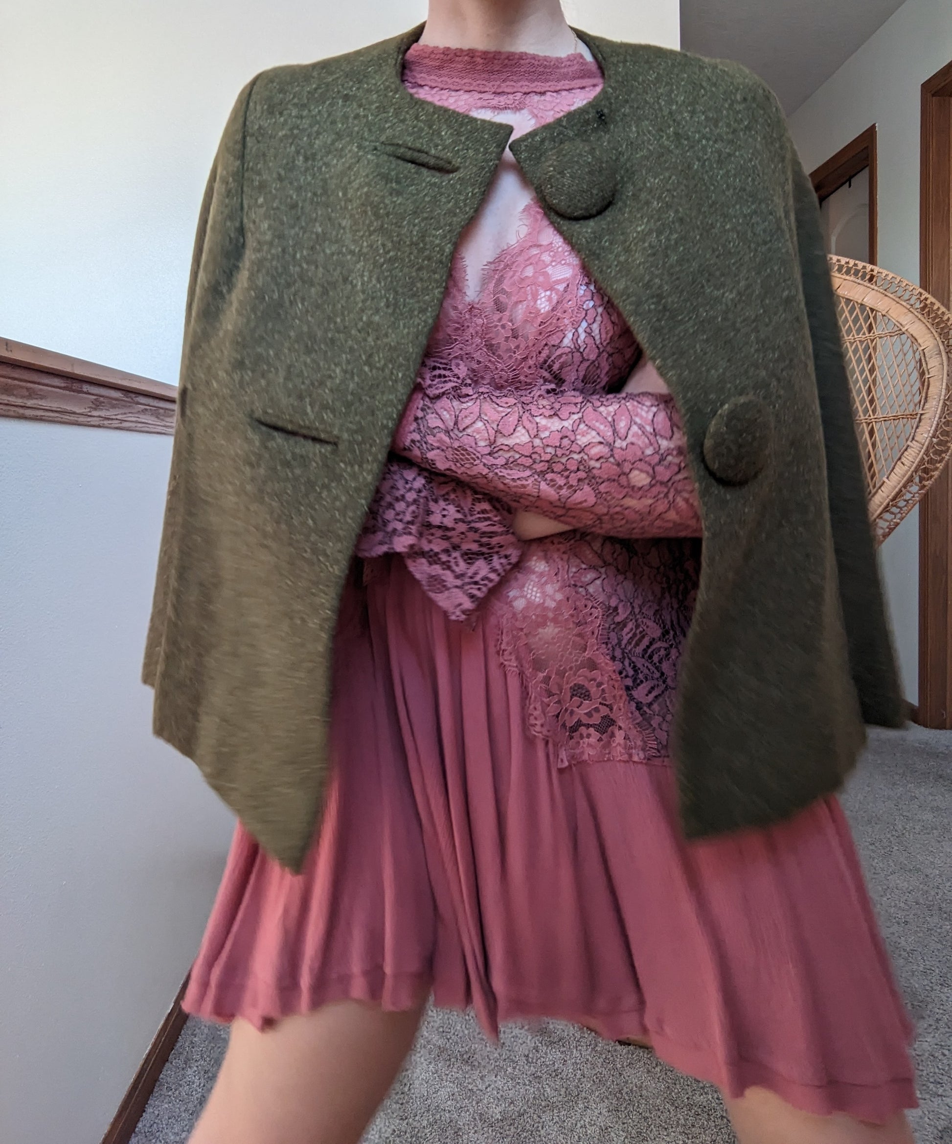 1960s olive cape Rad Bonnie's Vintage