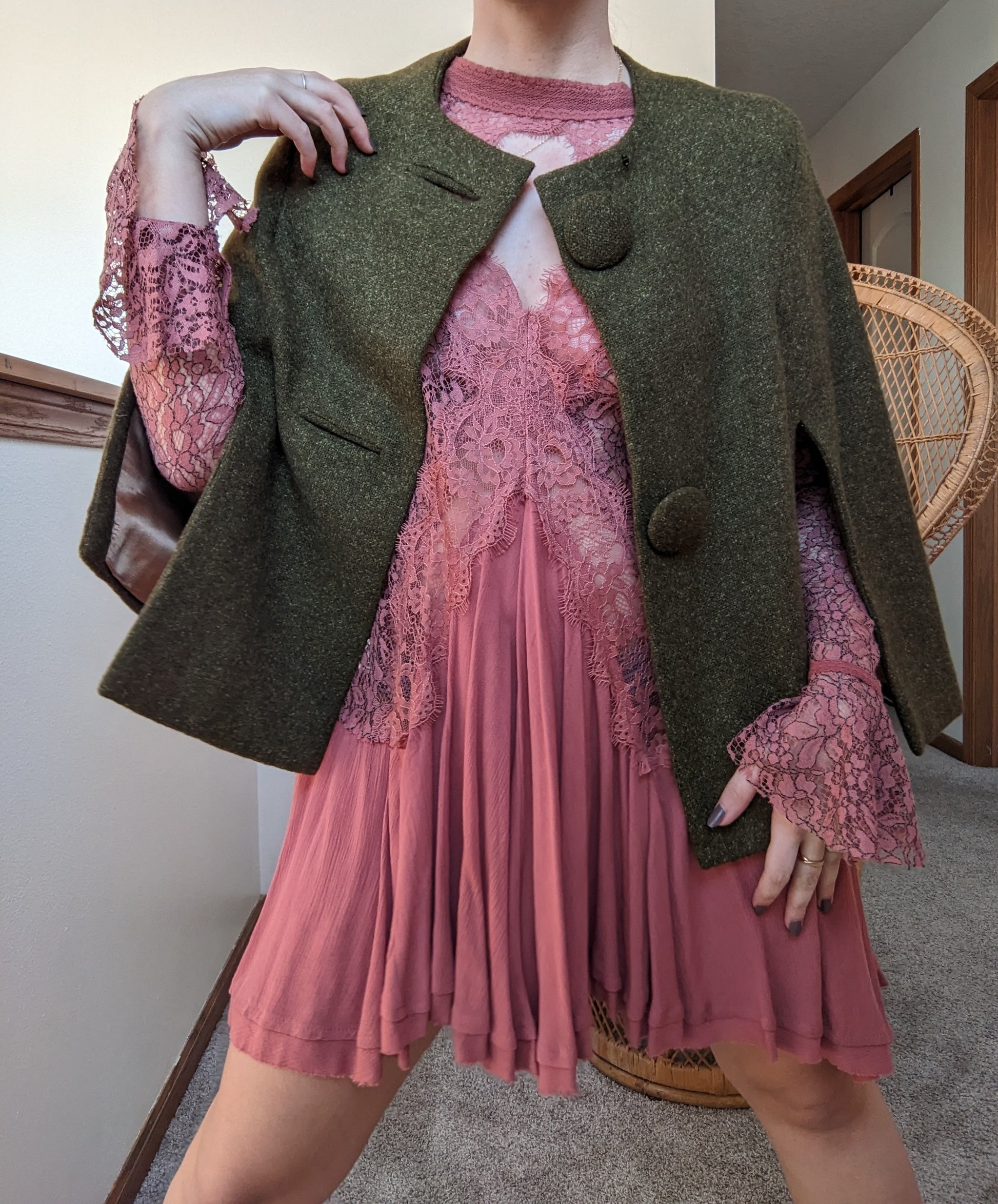 1960s olive cape Rad Bonnie's Vintage