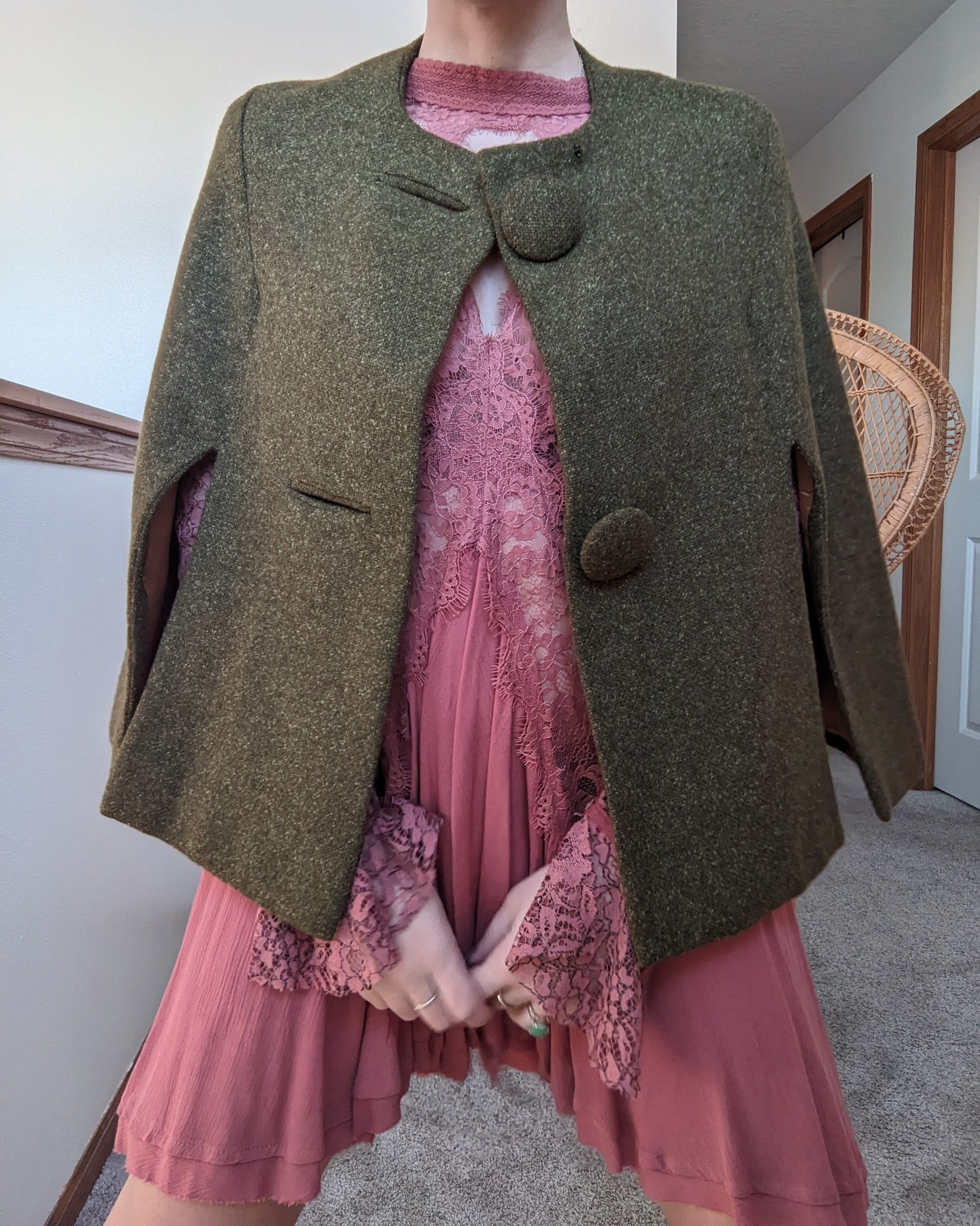 1960s olive cape Rad Bonnie's Vintage