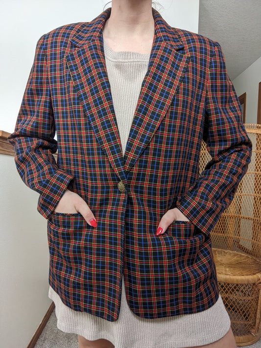 1970s Handmade German Tartan Blazer Rad Bonnie's Vintage