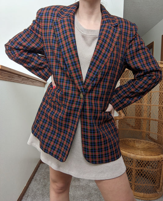 1970s Handmade German Tartan Blazer Rad Bonnie's Vintage