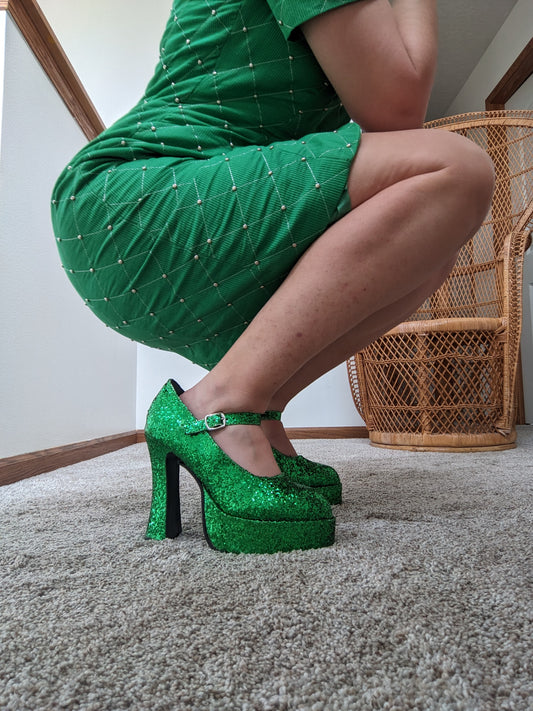 Y2k does 1970s sequin Mary Jane platforms Shoes Rad Bonnie's Vintage
