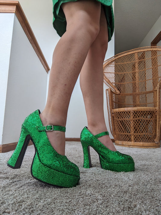 Y2k does 1970s sequin Mary Jane platforms Shoes Rad Bonnie's Vintage