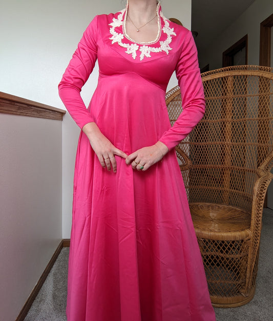 1970s magenta maxi dress Dress Rad Bonnie's Vintage