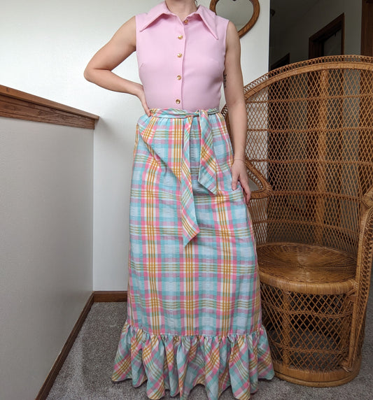 1960s union made plaid maxi Dress Rad Bonnie's Vintage
