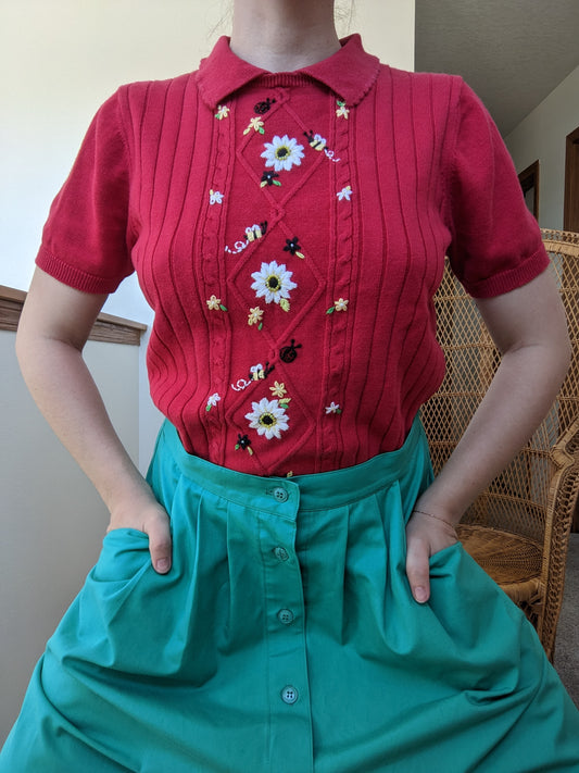 1990s bee and daisy short sleeve sweater Rad Bonnie's Vintage