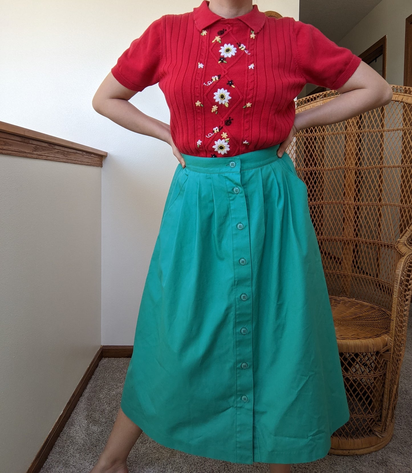1980s union made button skirt