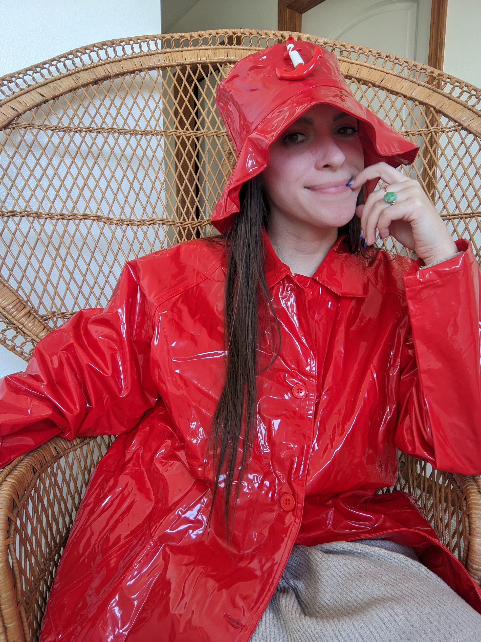 1990s vinyl raincoat & bucket hat Jacket Rad Bonnie's Vintage