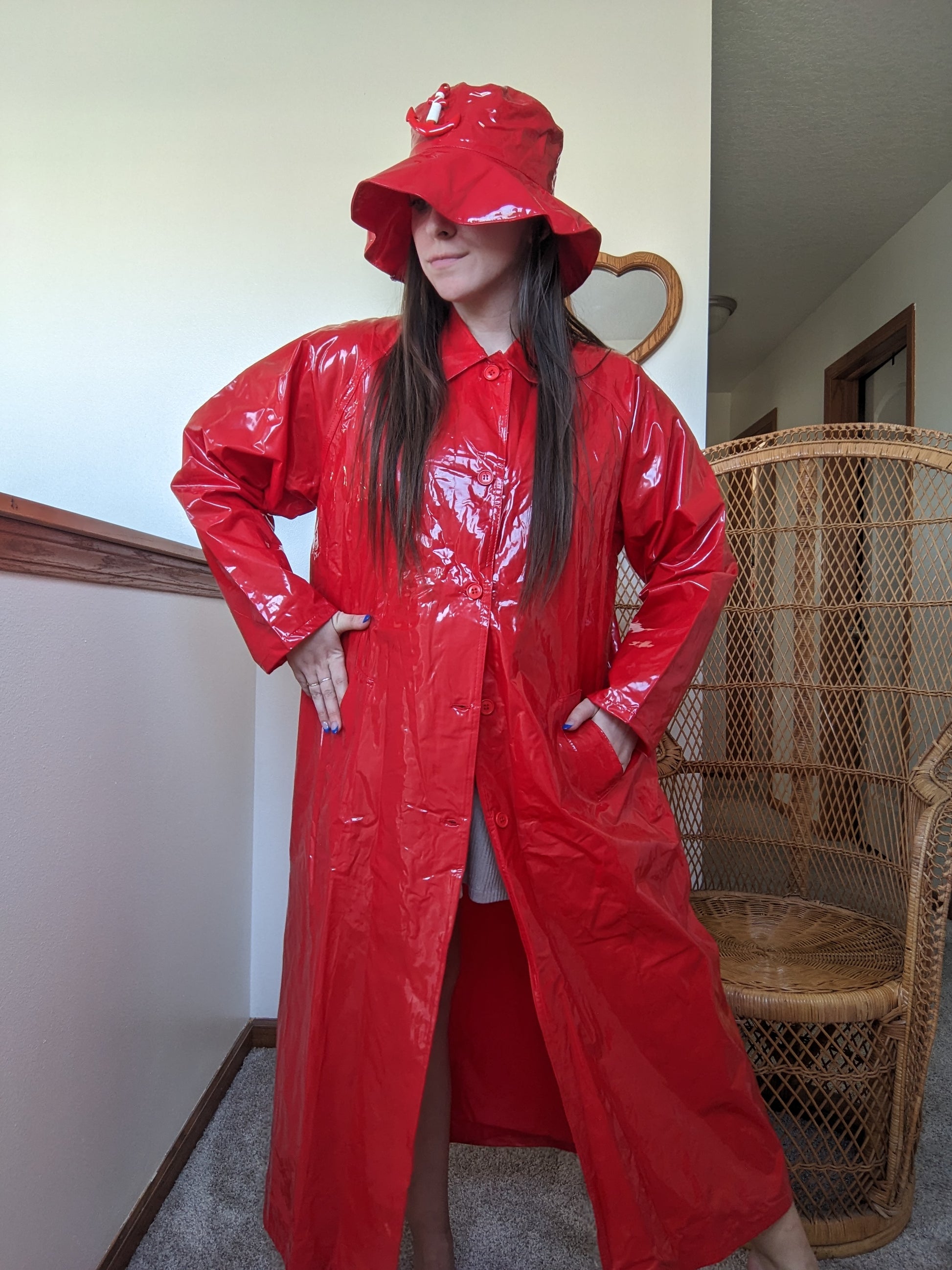 1990s vinyl raincoat & bucket hat Jacket Rad Bonnie's Vintage