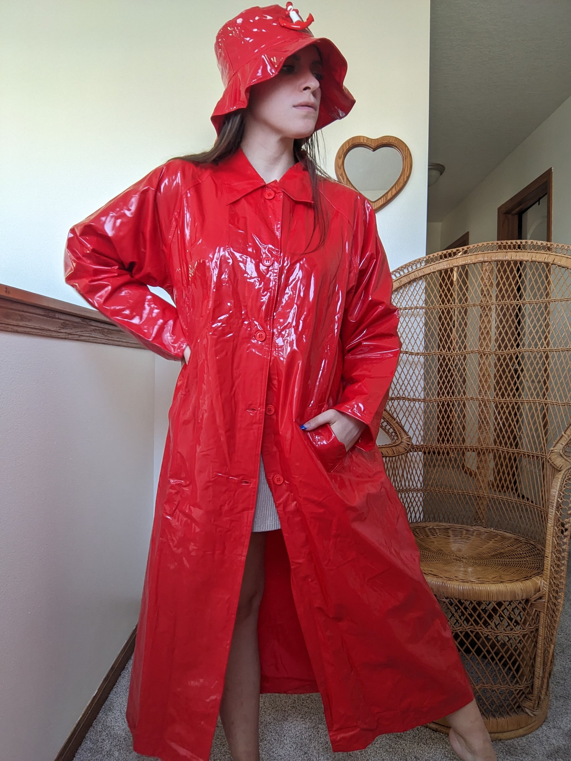 1990s vinyl raincoat & bucket hat Jacket Rad Bonnie's Vintage
