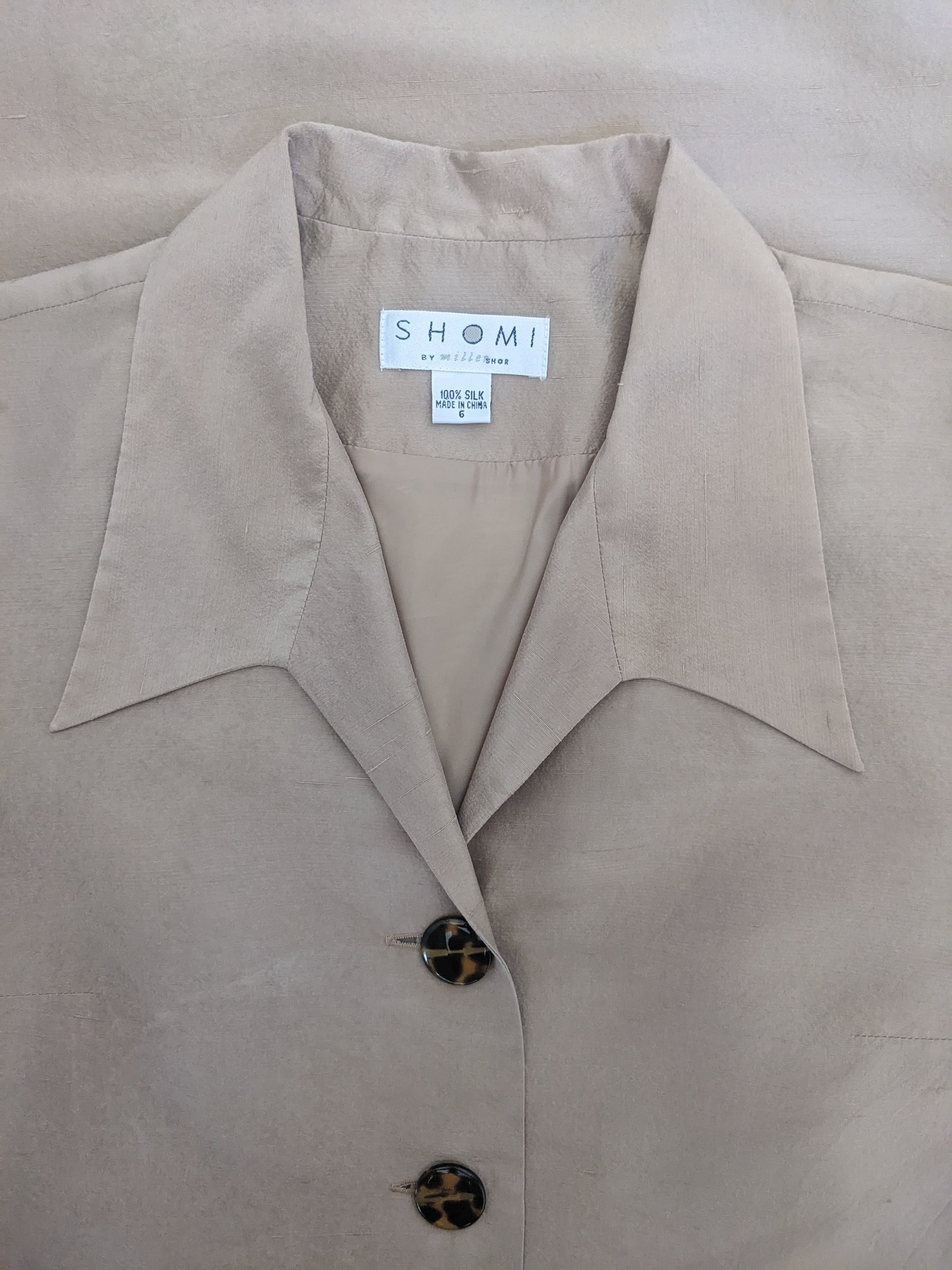 1990s silk safari dress with tortoise shell buttons Dress Rad Bonnie's Vintage
