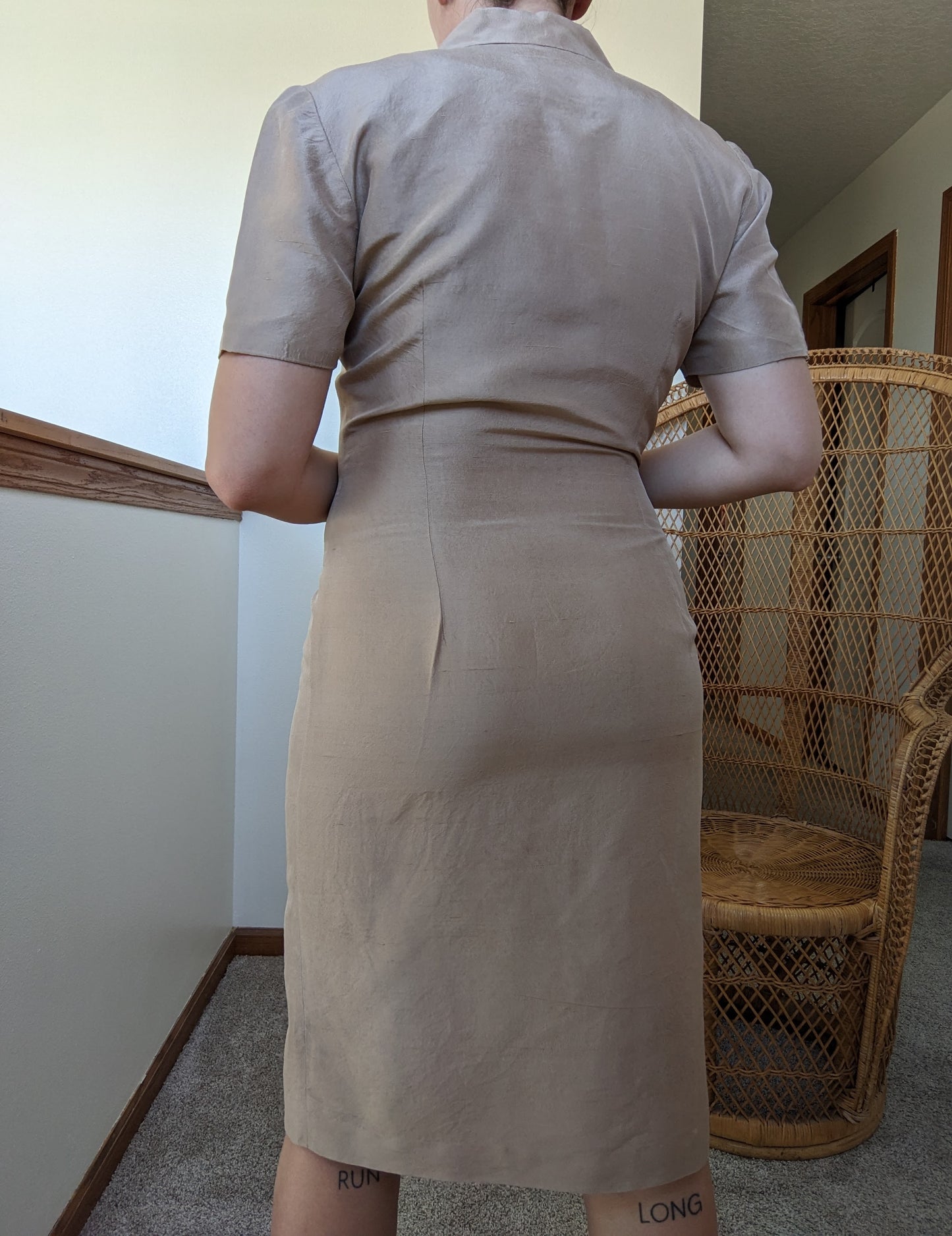 1990s silk safari dress with tortoise shell buttons Dress Rad Bonnie's Vintage