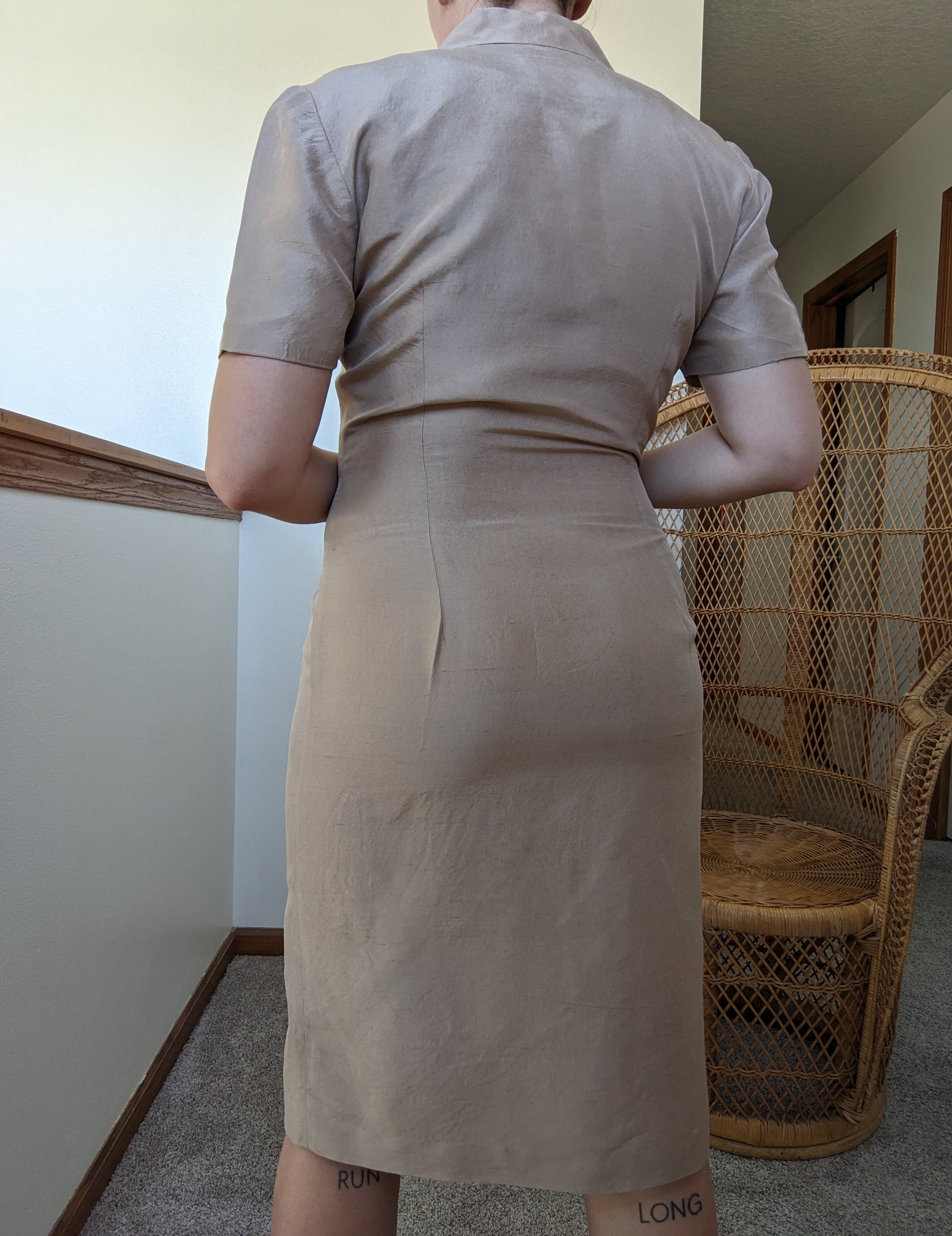 1990s silk safari dress with tortoise shell buttons Dress Rad Bonnie's Vintage